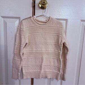 Hope & Henry Girls Cream Knit Sweater Size S Cozy Textured